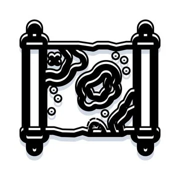 Old treasure map scroll for adventure navigation Stock Illustration