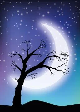 The old tree in the moonlighting Stock-Illustration