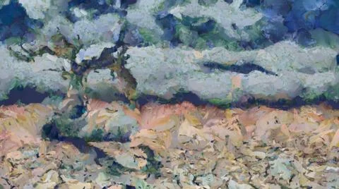 Old tree painting Stock Illustration