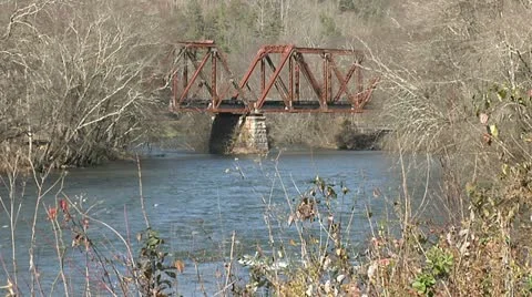 OLD TRESTLE ACROSS RIVER 3 Stock Footage 11145555