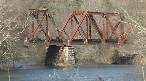 OLD TRESTLE ACROSS RIVER Video stock 11162403