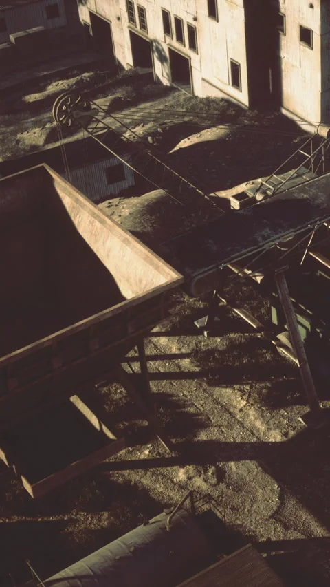 Old truck and airplane in empty industrial area during daylight Stock Footage 334890192