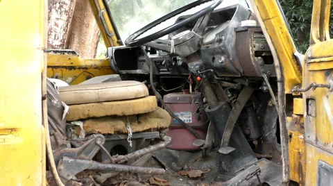 Old truck cab interior Stock Footage 68761472