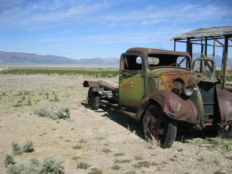Old Truck In Desert Stock Photos
