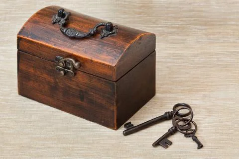 The old trunk with the key Stock Photos
