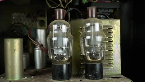 Old Tube Transmitting Amplifier Back View. Stock Footage 150906773
