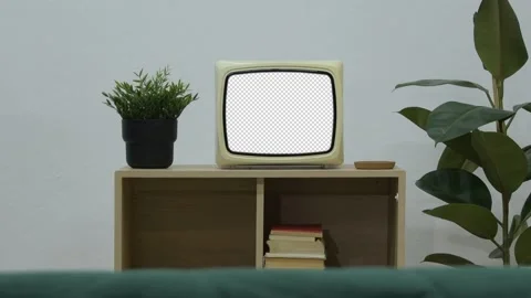 An old tube TV is on the bedside table, alpha channel, Stock Footage 227294188
