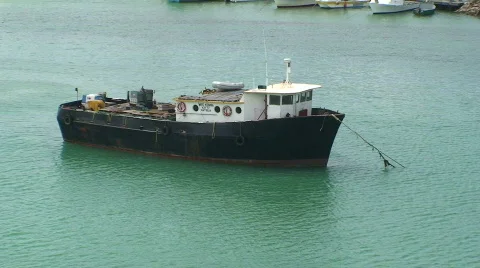 Old Tug Boat Stock Footage 458191