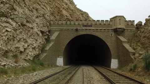 Old tunnel with train tracks Stock Footage 132719517