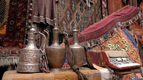 Old turkish jugs Stock Footage 90373621