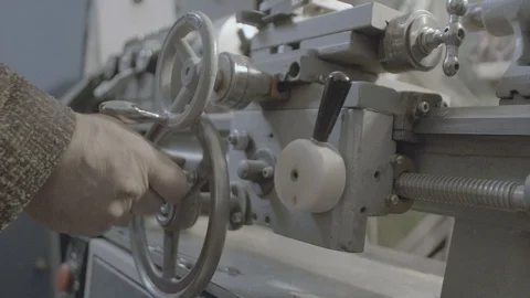 Old turning lathe machine in turning workshop. Turning machine cutting tool Stock Footage 89613463