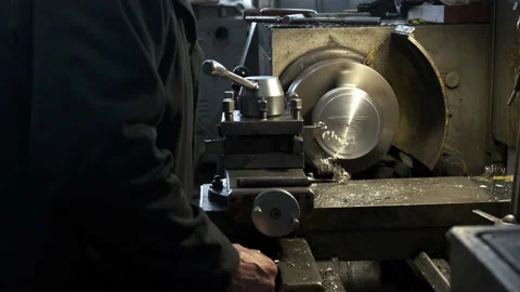 Old turning lathe machine in turning workshop. Stock Footage 146448521