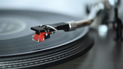 Old turntable with lp vinyl record top view Stock Footage 137097824