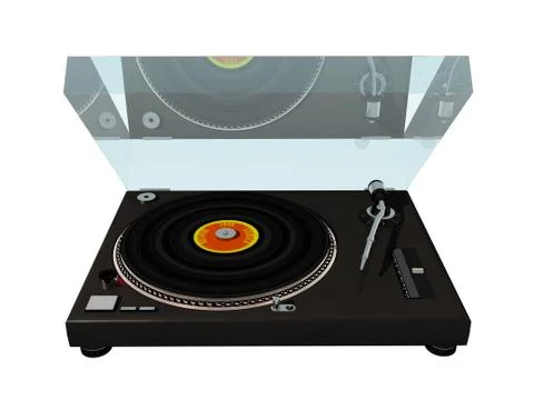 Old turntable with plexiglass cover Illustrazione stock