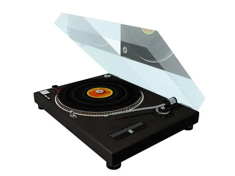 Old turntable with plexiglass cover Illustrazione stock