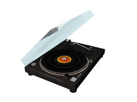 Old turntable with plexiglass cover Illustrazione stock