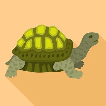 Old turtle icon, flat style Stock Illustration