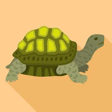 Old turtle icon, flat style Illustrazione stock