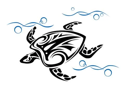 Old turtle swim in water Stock Illustration
