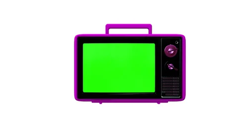 OLD TV With Alpha Purple Stock Footage 39821703