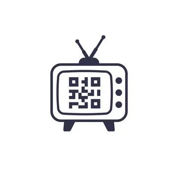 Old tv and qr code icon on white 스톡 일러스트