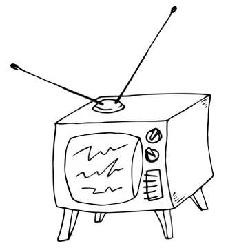 Old TV with antenna. Stock Illustration