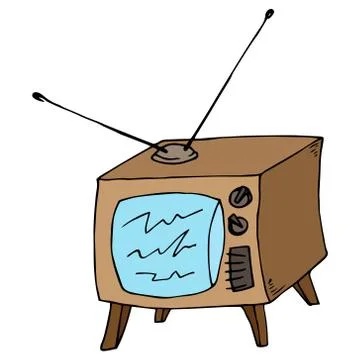 Old TV with antenna. Stock Illustration