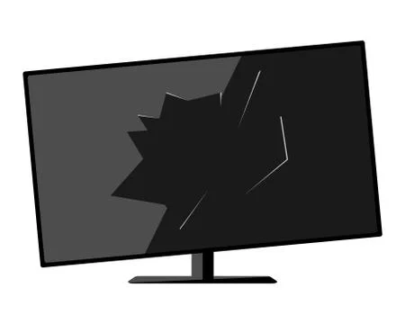 Old tv. Broken broken black household appliances with a hole in the center of Stock Illustration
