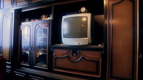 Old Tv in Closet Room Stock Footage