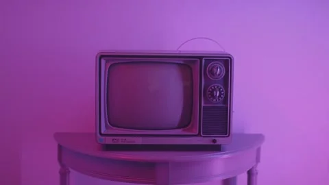 Old TV Gets Turned On and Off Stock Footage 171298421