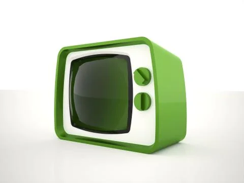 Old tv green rendered Stock Illustration
