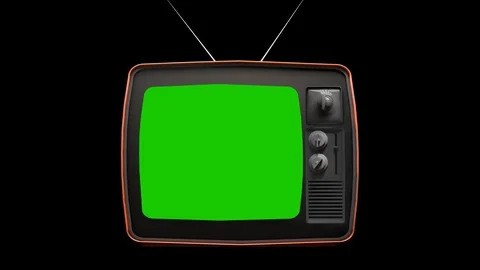 Old TV, Green Screen with Alpha Channel. Zooming into green screen Stock Footage