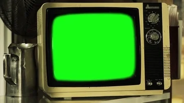 An Old TV With Green Screen. Closeup. Zo... | Stock Video | Pond5