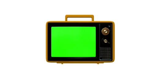 Old tv with green screen Stock Footage 39821699