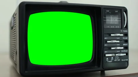 Old TV with a green screen Stock Footage 115569132