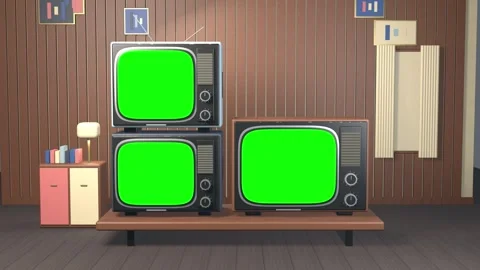 Old TV green screen no signal 80s 90s bg able to loop endless Stock Footage 346181834