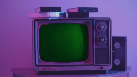Old TV Green Screen With Reflections 07 Stock Footage 171542269
