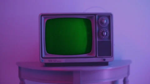 Old TV Green Screen With Reflections 07 Stock Footage 171542383