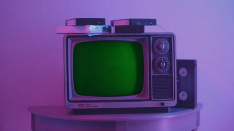 Old TV Green Screen With Reflections 06 Stock Footage 171542497