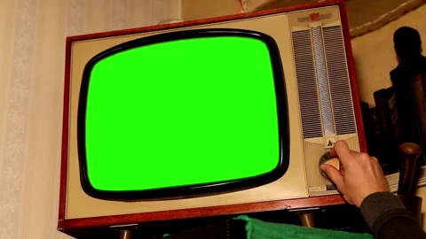Old TV with Green Screen Retro TV in an Old Interior Animation Loop Video stock 341589828