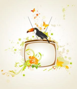 Old TV on a grunge background Stock Illustration