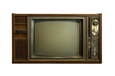 Old TV on the isolated white background Stock Photos