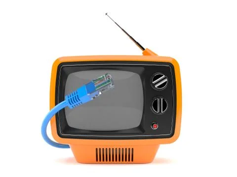 Old TV with network cable Stock Illustration