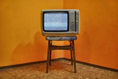 Old TV no signal Stock Photos