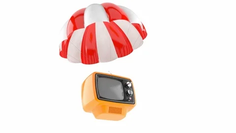 Old TV with parachute Stock Footage 101760850