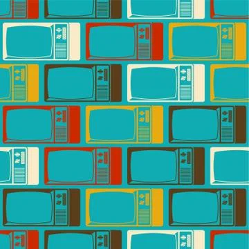 Old TV pattern seamless. Television set retro ornament Illustrazione stock