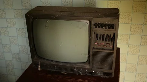 Old TV in a retro interior, top view Stock Footage 138154271