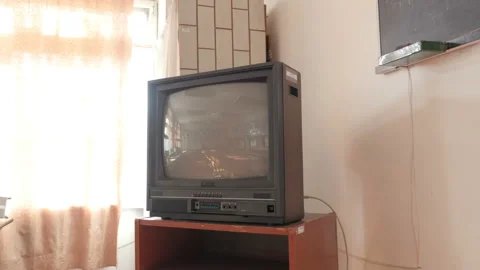Old tv in room Stock Footage 99342637