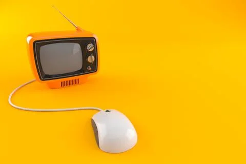 Old TV set with computer mouse Stock Illustration