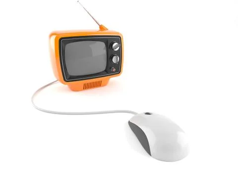 Old TV set with computer mouse Stock Illustration